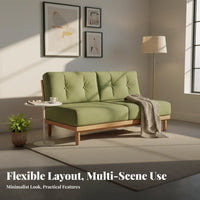 Japanese aesthetic Armless Wooden Sofa sturdy Wood Frame Armless Two-Seater Bench Space-Saving Living Room Furniture Minimalist Design for Apartment Dwellers, Homeowners, Students, Study, Bedroom, Entryway, Reception Area