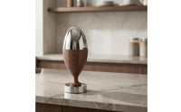 Wood-Grain Finish Goblet-Shaped Utensil Holder Set Silver-Toned Metal Accents Decorative Utensil Holder Set Lidded Silverware Utensil Holder Slotted
