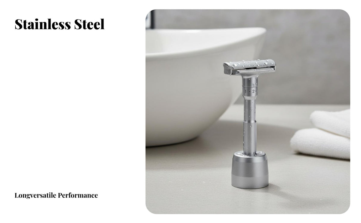 Zinc Alloy Body Adjustable Safety Razor Rust-Proof Double Blade Safety Razor Easy to Clean Manual Shaver Long-Lasting for Eco-Conscious Consumers, Adults, Women, Travel, Bathroom, Home