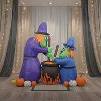 Easy Setup Witch and Cauldron Inflatable Giant Display Holiday Decoration Spooky Illumination for Party