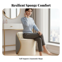 Light Luxury Design Round Low-Back Upholstered Stool Multipurpose Upholstered Dressing Seat Multifunctional Home Seating High-Density Cushion for Adults, Homeowners, Women, Living Room, Makeup Area, Bedroom, Entryway