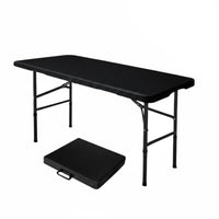 Foldable Design Plastic Folding Table Space Saving Rectangular Folding Table No Assembly Required Easy to Clean for Vendors, Campers, Outdoor, Market Stalls, Camping, Picnics