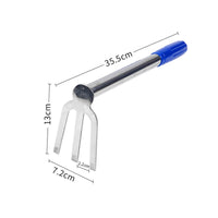 Stainless Metal Hand Hoe 2 in 1 3 Prong Cultivator Easy to Clean Garden Tool for Flower Bed, Digging Soil