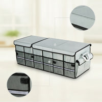 Car Trunk Storage Box with Lid Foldable Collapsible Trunk Organizer with Dividers Auto Cargo Organizer Large Capacity Spacious