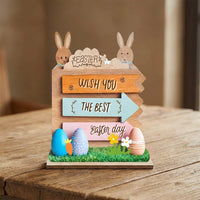 Easter Bunny Centerpiece Easter Table Decoration Festive Atmosphere Spring Tabletop Sign for Kids, Homeowners, Indoor, Desktop, Mantel Table Decor