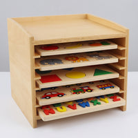 Puzzle Cabinet Open-Front Wooden Puzzle Rack Wooden Desktop Shelf for Teachers, Parents, Preschool, Playroom, Homeschool