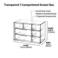 Desk Storage Organizer with Drawers, Stackable Modular Desktop for Workspace Organization, Clear Transparent Acrylic Drawer