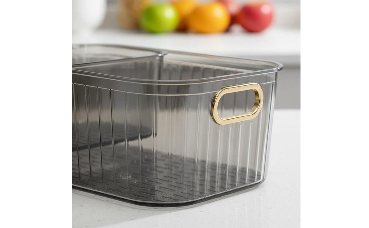 Light Luxury Design Multi-Grid Fruit Plate High Clarity Double Layer Snack Box Easy to Clean for Bedroom, Car