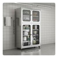 Stainless Steel Storage Cabinet Rust-Resistant Freestanding Pantry with Doors Large Capacity Freestanding Pantry Cabinet for Cooking Enthusiasts