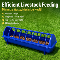 Blue Flip-Top Chicken Feeder, Anti Spill Poultry Feeder with Lid, Easy Clean Chick Feeder for Hens Backyard Feeder