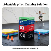 4 Pieces Stackable Sections 4-Section Foam jumping platform Promotes bodily Fitness kids' Exercise equipment Colorful Gymnastics coach for Children, Preschoolers, Parents, Kindergarten, Early Learning center, Gym, Playroom