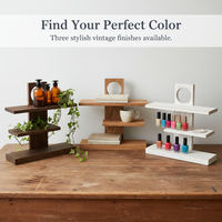 Vintage Style Solid Wood Desktop Storage Rack for Cups and Perfumes