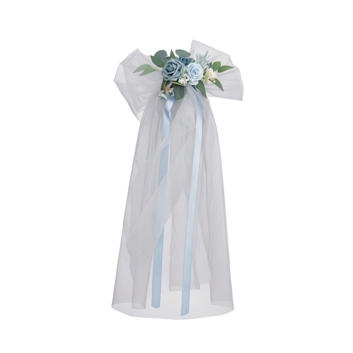 Romantic Artificial Flower Decoration with Veil Elegant Wedding Car Decoration Universal Decorations Easy-Install for Brides