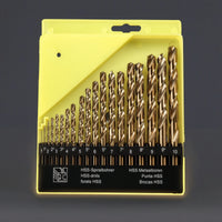 19 Pieces High-Speed Steel Twist Drill Bit Set HSS Drill Bit Set with Case Spiral Fluted Tool Black and Gold for Woodworking