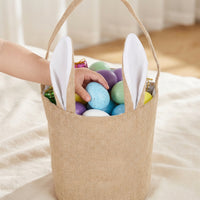 Hare Ear Gift Bag Reusable Easter Bunny Bag Sturdy Material Canvas Easter Basket for Girls, Young Children, Holiday Parties, Home Decoration
