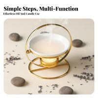 Iron Frame Aroma Dispenser Decorative Tealight Oil Burner Creates Romantic Atmosphere Metal Frame Oil Warmer for Enthusiasts, Spa, Bedroom