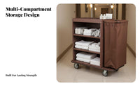 Housekeeping Trolley Cart Multi-Functional Janitorial Push Cart Multifunctional Industrial Cleaning Trolley for Housekeepers, Guest Rooms, Hospital