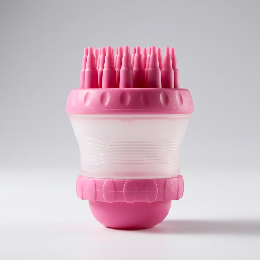 Dog Shampoo and Soap Dispenser for Cat Grooming, Round Silicone Pet Cleaning Brush with Soft Bristles, Dog Shampoo Brush for Cat Bath