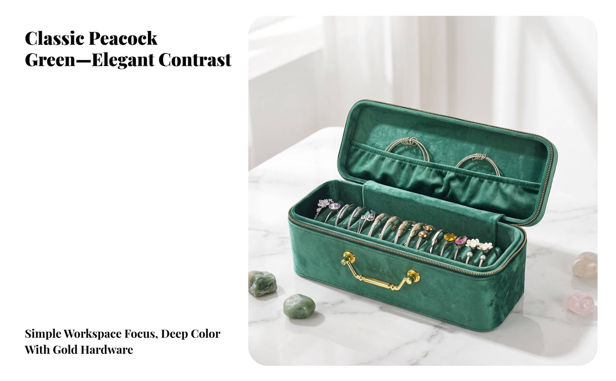 Travel-Friendly Bangle Storage Box | tight closureAround Closure, Bracelet Case with Handle, for Dressing Table