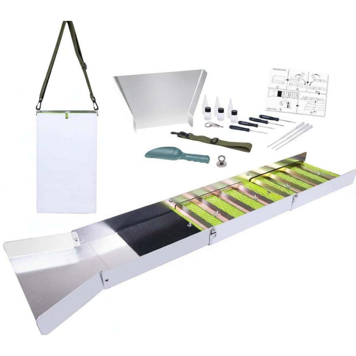 Complete Gold Prospecting Kit Lightweight Sluice Box Gold Panning Kit High-Efficiency Recovery Portable Prospecting Equipment Set for River, Creek