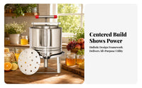 Perforated Manual Stainless Steel Honey Extractor Polished Silver Honeycomb Press Threaded Screw Stainless Steel Press Horizontal Handle