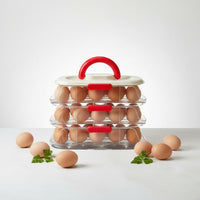 Rotating Egg Holder Organizer Multi Layer Stackable Egg Tray Handle Design Household Storage