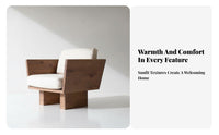 Wabi-Sabi Design Upholstered Wood Frame Sofa Japanese aesthetic 3-Seater Upholstered Settee Minimalist Aesthetic Couch Space-Saving for Apartment Dwellers, Homeowners, Guesthouse managers, Hotel Lobby, Lounge Area, Office, Bedroom