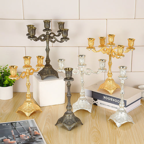 Luxury European-Style Metal Candle Holder for Weddings and Romantic Dinners