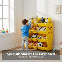 Child-Friendly Design Duck Toy Storage Rack Space-Saving Child S Storage Cabinet with Bins Large Capacity Multi-Bin Toy Organizer Sturdy Construction for Toddlers, Parents, Nursery, Kindergarten, Daycare, Living Room
