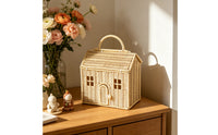 House-Shaped Basket Handwoven Wicker Storage Basket Hand-Woven Decorative for Gift Presentation, Shelf