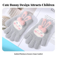 Warm children's Knitted Gloves Thickened Kids Five-Finger Gloves Cute Design for Girls, Toddlers, Snow Play, Cycling, Outdoor