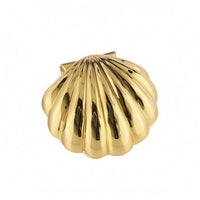 Gold Seashell Jewelry Box Shiny Finish Clamshell Jewelry Box Hinged Home Decor Scalloped