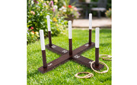 Portable Wooden Hoop Toss Game Sturdy Hoop Toss Game Long-Lasting Natural for Family, Backyard, Party