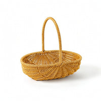 Imitation Rattan Pumpkin Basket Woven Basket with Handle Decorative Farmhouse for Gift Presentation