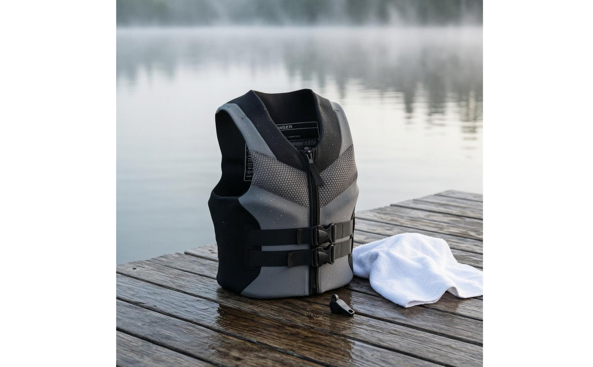 Adjustable Straps Adult Life Jacket Zippered Sleeveless Life Vest Padded Buckle Strap Vest Mesh for Adults, Boating, Fishing, Swimming