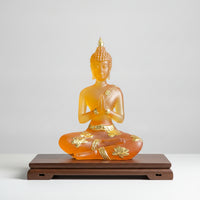 Zen Resin Buddha Figurine Meditative Buddha Figurine with Gold Accents Small Compact for Meditation Corner