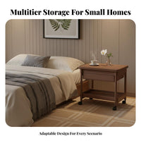 With casters 2-Tier Rolling Utility trolley Space-Saving Design Side Table Multi-Functional Household Furniture Sturdy Construction for Small Apartment Dwellers, residents, Living Room, Bedroom, Home Office, Balcony
