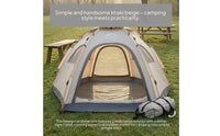 Ventilated Hexagonal Dome Tent Khaki Beige Automatic Camping Tent