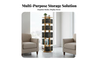 360-Degree Rotation Revolving Bookcase DIY Assembly Rotating Bookshelf Unit Freestanding Storage Furniture Space-Saving Design for Book Lovers, Home Decorators, Study Room, Bedroom, Apartment, Small Areas
