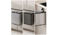 Stainless Steel Wall Mounted Trash Can with Lid Space-Saving Wall-Mounted Trash Bin Compact Hanging Waste Bin Small for Kitchen, Cabinet, Bathroom