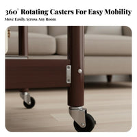 With Wheels Rolling Organizer Table Multi-Functional Convertible Rolling Table Space-Saving Design Nightstand 360-Degree Casters for Apartment Dwellers, Homeowners, Distant Workers, Living Room, Balcony, Bedroom, Home Office