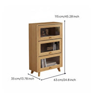Bookcase Display Cabinet Freestanding Bookshelf Multi-layer Storage Cabinet with Solid Wood Frame Transparent Glass Doors Flip-up Door Storage Suitable for Living Room Bedroom Home Workspace