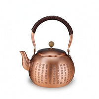 Handmade Copper Tea Kettle Insulated Handle Tea Kettle with Hinged Lid Polished Vessel Hammered for Collectors, Kitchen Countertop