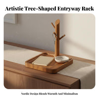 Solid Wood Entryway Key Holder with Tray Decorative Wooden Key Holder Tray Multi-Function for Adults, Women, Bedroom, Away Ice