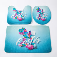 Easter Theme Bunny Lavatory Set Decorative Shower Curtain and Mat Set Waterproof Home Decor for Families, Homeowners, Dorm Room