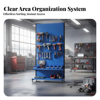 Pegboard Storage Rack With Wheels Mobile Storage Rack Multi-Functional Mobile Tool Cart for Mechanics, Professionals, Workshop, Warehouse, Factory