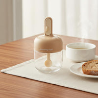 Retractable Spoon Seasoning Jar Multifunctional Retractable Spoon Seasoning Container Mess Dispensing Airtight Pot for Countertop