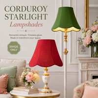 Corduroy Gold Foil Polka Dot Wavy Edge KD Fabric Lampshade, French Pastoral Style Large Table Lamp Shade