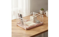 Storage Basket Transparent Storage Basket with Handles Foldable Clear Organizer Tray for Organizers, Students, Office, Fridge, Pantry