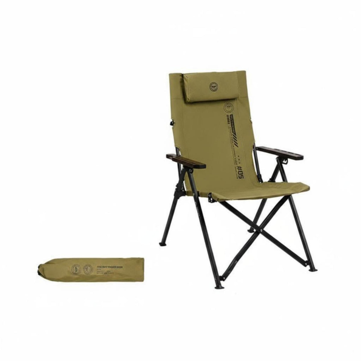 Foldable Design Adjustable Highspine Camp Chair Lightweight Reclining Lounger 3-Position Recline Portable Seating Built-in Storage Pockets for Campers, Anglers, Sports Spectators, Camping, Fishing Trips, Outdoors, Beach Outings